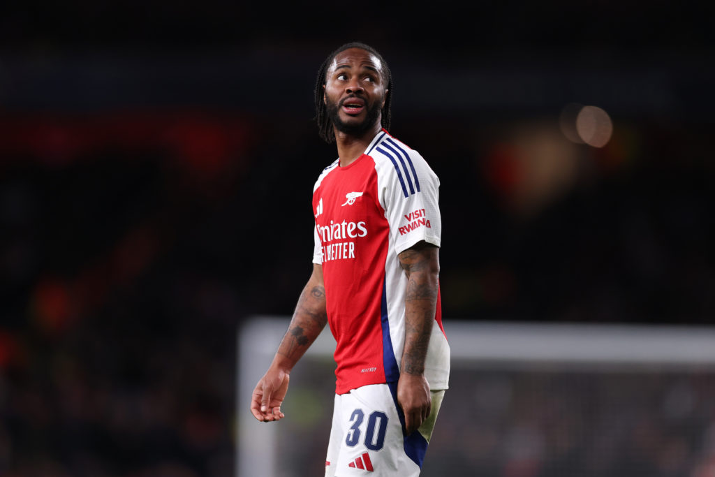 Raheem Sterling looking on during an Arsenal game