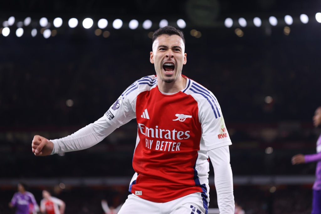 Gabriel Martinelli celebrates during Arsenal vs Wolves
