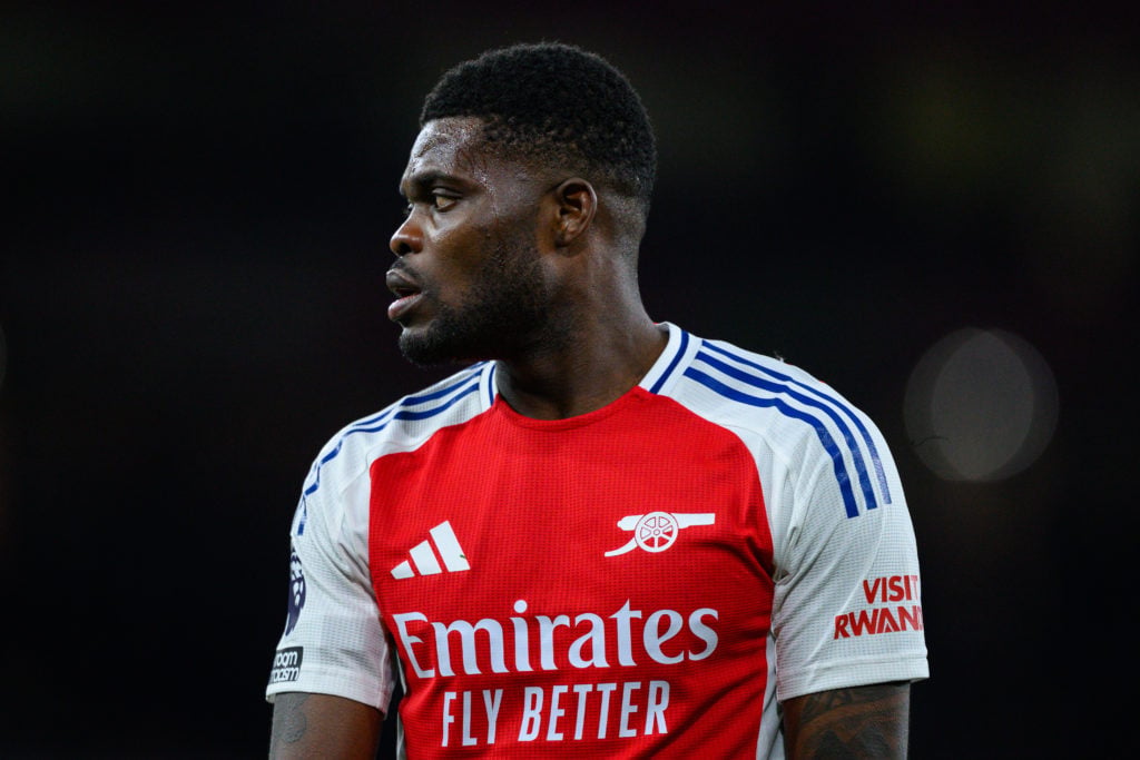 Thomas Partey looks on during an Arsenal match