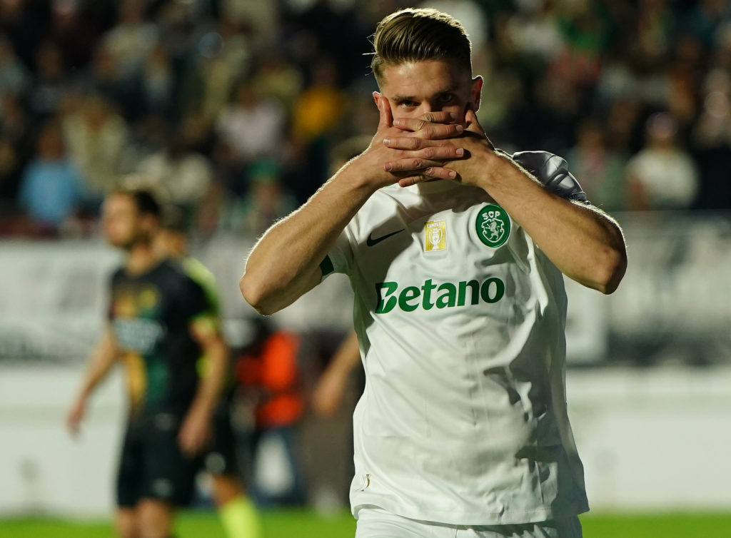 Viktor Gyokeres celebrates after scoring for Sporting CP
