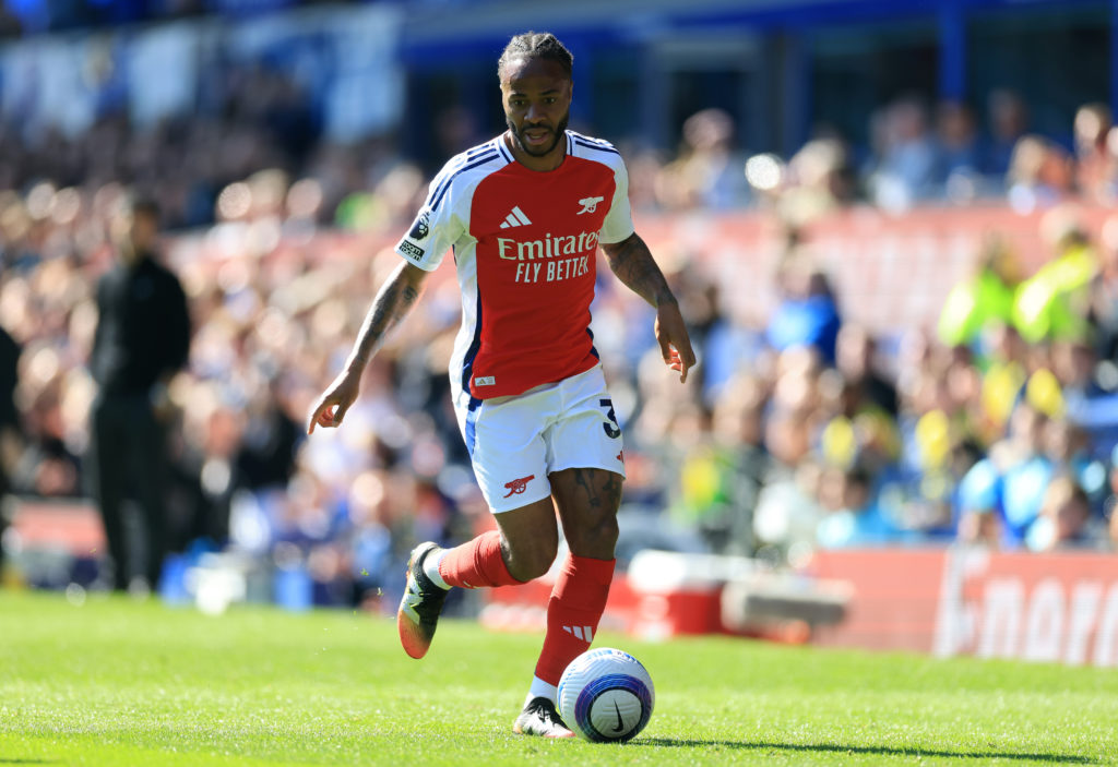 Raheem Sterling in action during Everton FC v Arsenal FC in the Premier League clash.