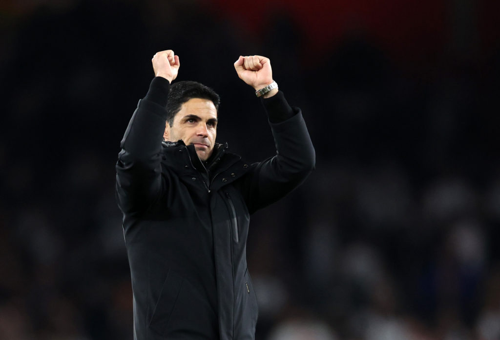 Mikel Arteta celebrates after Arsenal vs Real Madrid