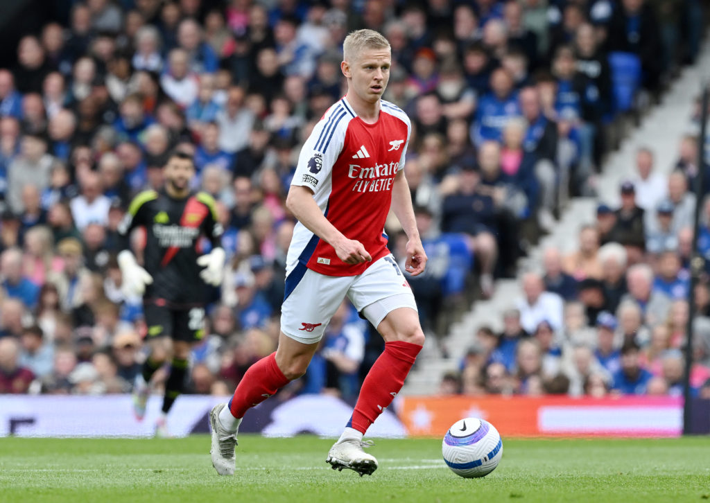Oleksandr Zinchenko in action during Ipswich Town FC v Arsenal FC in the Premier League clash.