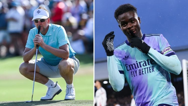A split image featuring golf star Ian Poulter and Arsenal winger Bukayo Saka