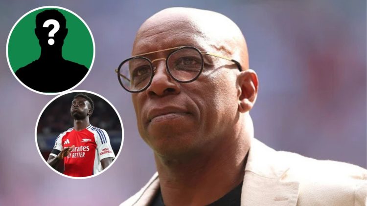 Image of: Ian Wright during the Emirates FA Cup Semi Final match between Nottingham Forest and Manchester City, Insets of: Bukayo Saka of Arsenal r...