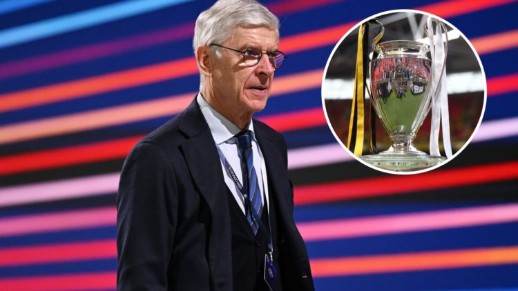 FIFA Chief of Global Football Development Arsene Wenger looks on during the 49th Ordinary UEFA Congress at Sava Centar, with inset of Champions Lea...