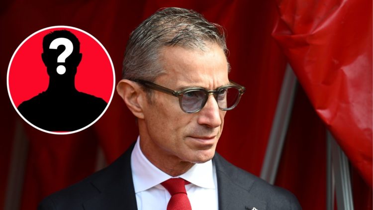 Image of Andrea Berta looks on before Southampton FC v Arsenal FC in the Premier League clash., Inset of a mystery player