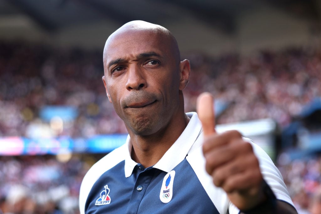 Thierry Henry gestures during a France Olympics match