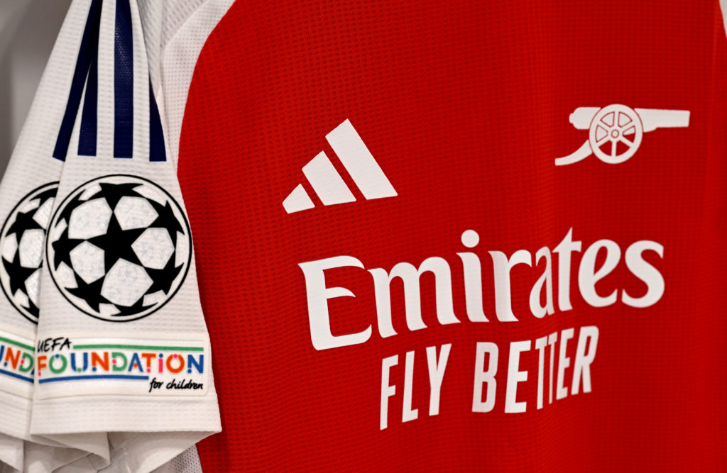Champions League logo on the Arsenal kit
