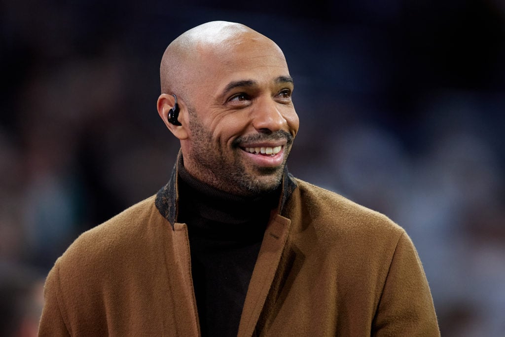 Thierry Henry smiling while working as a pundit