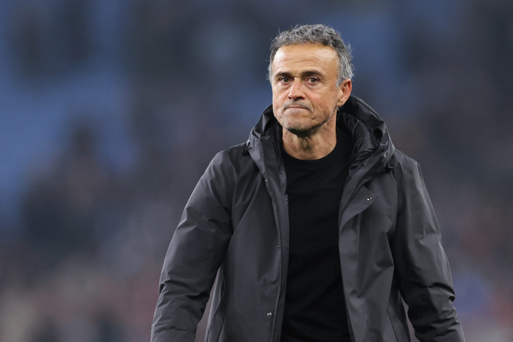 Luis Enrique looking on after a PSG game
