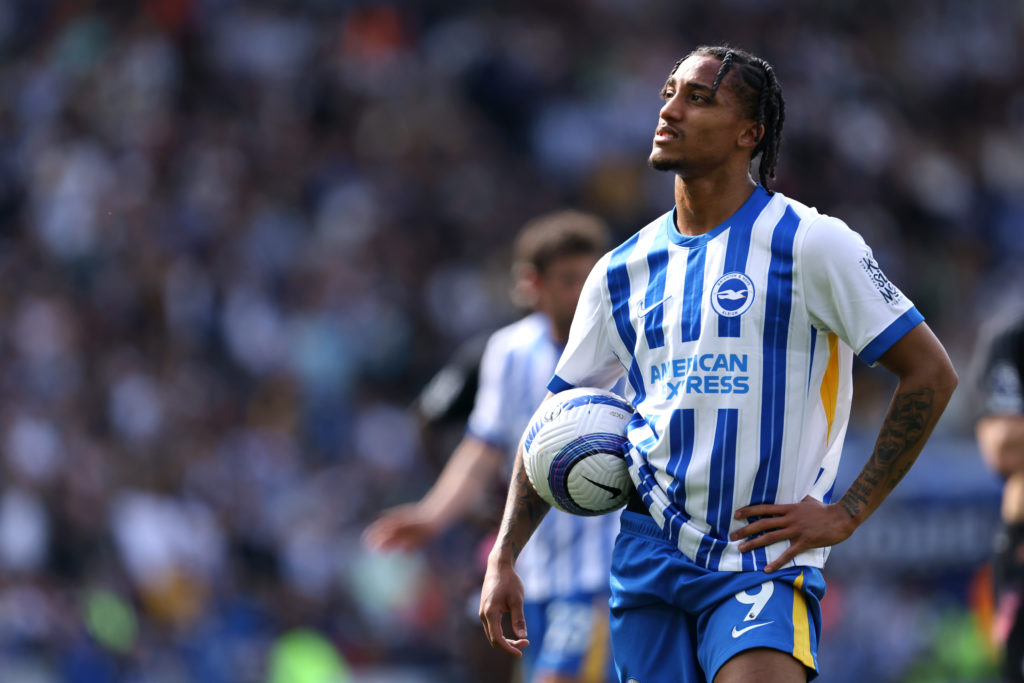 Joao Pedro in action during Brighton v Leicester City in the Premier League clash.