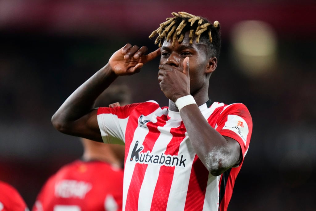 Nico Williams celebrates during Athletic Bilbao vs Rangers