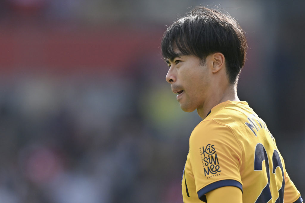 Kaoru Mitoma looks on during a Brighton match