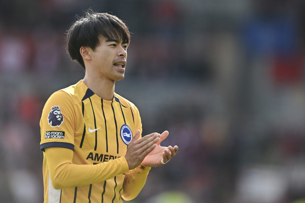 Kaoru Mitoma looks on during a Brighton match