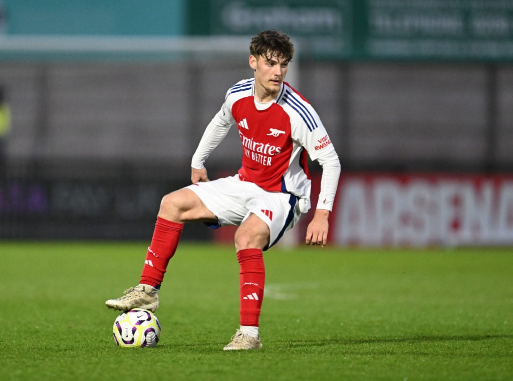 Michal Rosiak on the ball during Arsenal U21 v Newcastle United U21 in the Premier League 2 Play-Off R16