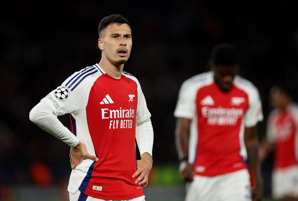 Gabriel Martinelli looks on during Arsenal's clash with PSG