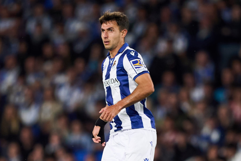 Martin Zubimendi looks on during a Real Sociedad match