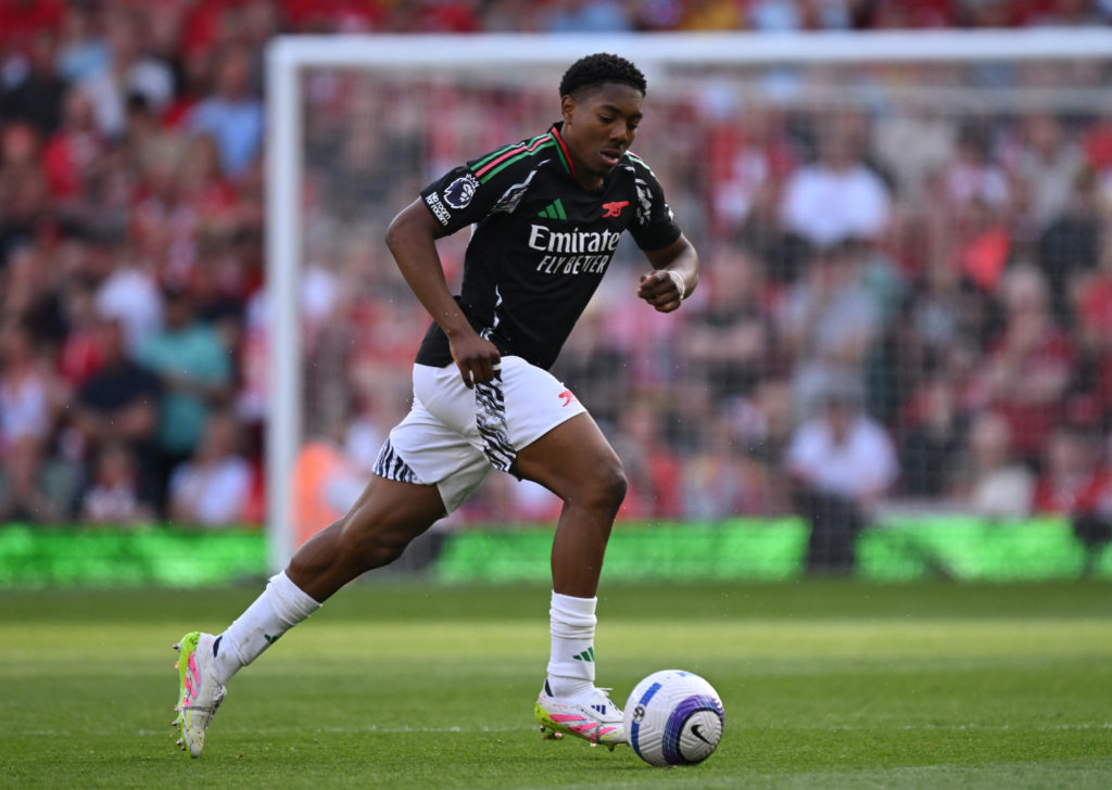 Myles Lewis-Skelly during Liverpool FC v Arsenal FC in the Premier League