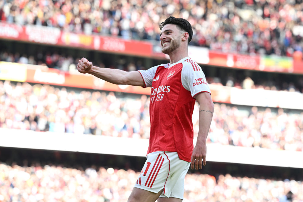 Declan Rice celebrates during Arsenal vs Newcastle