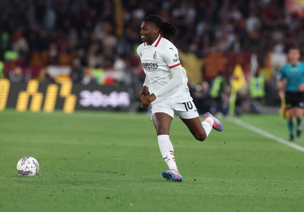 Rafael Leao in action during AS Roma v AC Milan in the Serie A clash.
