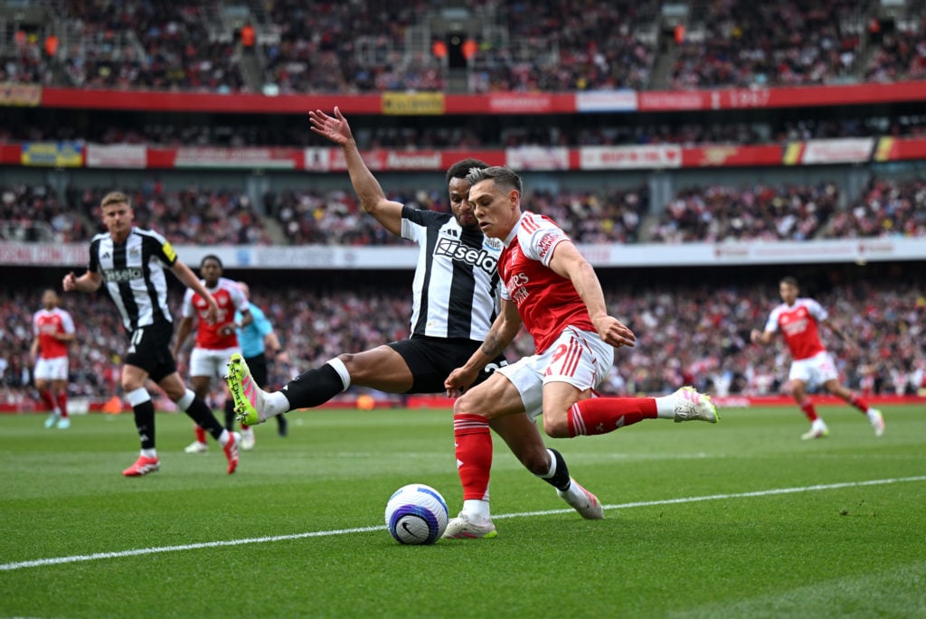Leandro Trossard in action during Arsenal FC v Newcastle United FC in the Premier League clash at the Emirates Stadium.