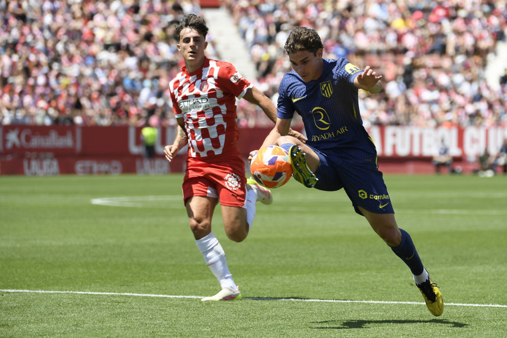 Julian Alvarez in action during the Girona v Atletico Madrid La Liga clash.