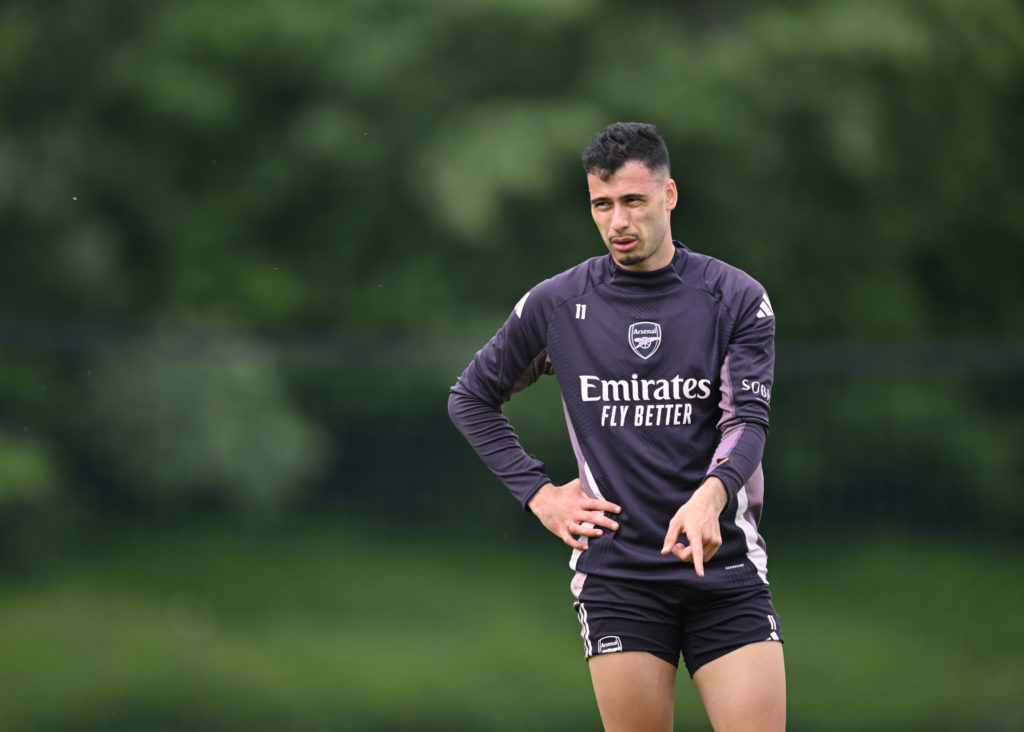 Gabriel Martinelli takes part in an Arsenal Training Session.