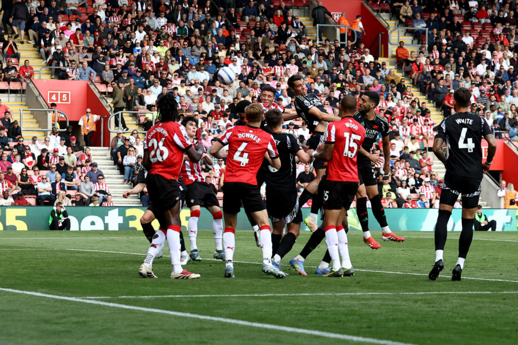Ross Stewart scores during Southampton FC v Arsenal FC in the Premier League clash.
