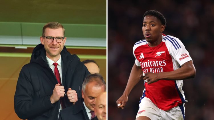 Split Image of Per Mertesacker looks on during the UEFA Champions League 2024/25 League Phase MD3 match between Arsenal FC and FC Shakhtar Donetsk,...