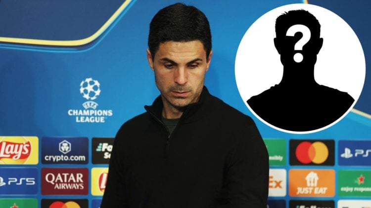 Mikel Arteta, Manager of Arsenal, looks dejected during a post match press conference following his team's defeat and subsequent elimination after ...