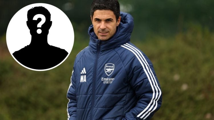 Mikel Arteta, Manager of Arsenal, looks on during a training session and press conference ahead of their UEFA Champions League 2024/25 semi final f...