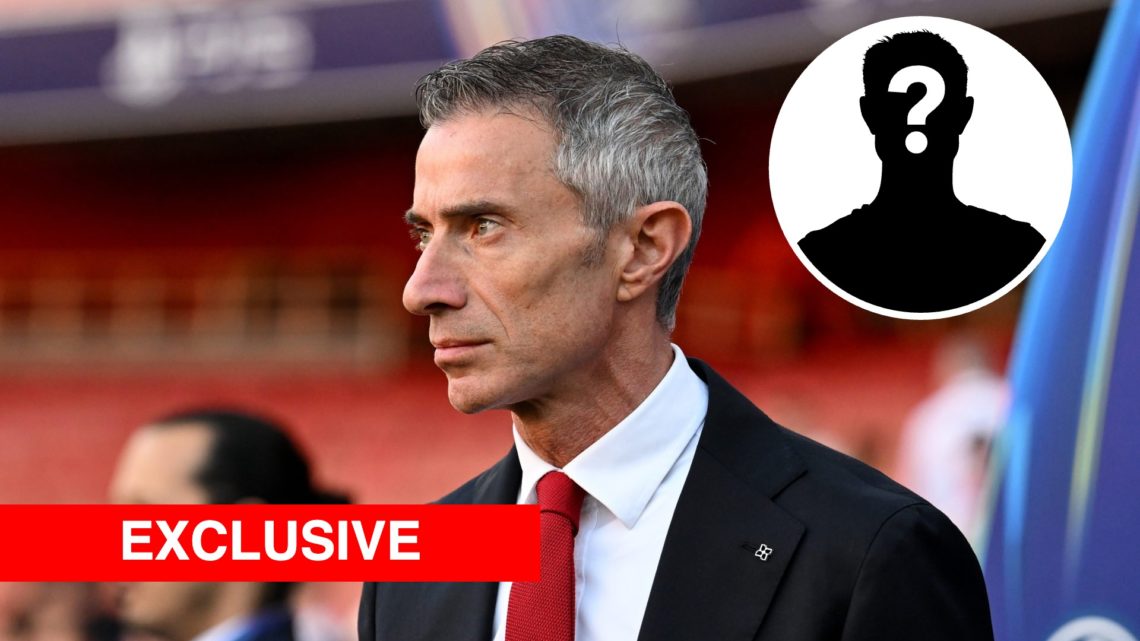 Andrea Berta, Sporting Director of Arsenal, looks on prior to the UEFA Champions League 2024/25 Semi Final First Leg match between Arsenal FC and P...