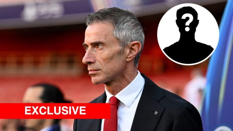 Andrea Berta, Sporting Director of Arsenal, looks on prior to the UEFA Champions League 2024/25 Semi Final First Leg match between Arsenal FC and P...