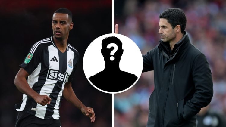 Alexander Isak of Newcastle United (left), Mikel Arteta of Arsenal (right)