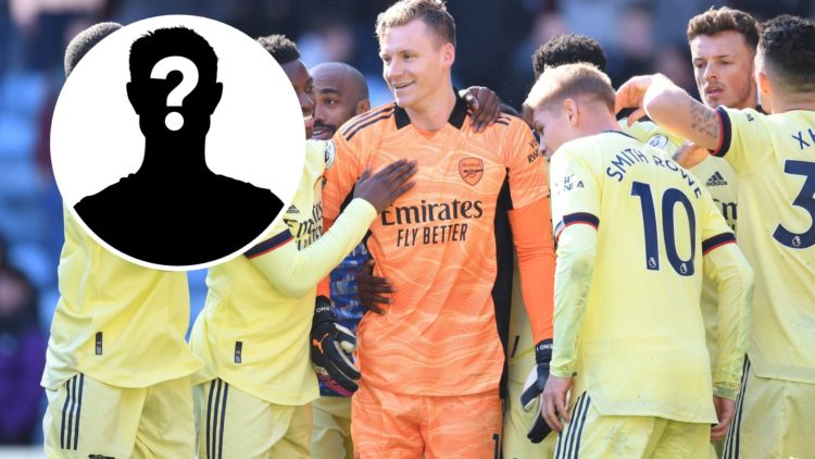 Nicolas Pepe, Eddie Nketiah, Bernd Leno, Emile Smith Rowe and Granit Xhaka celebrate Arsenal's win after the Premier League match between Aston Vil...