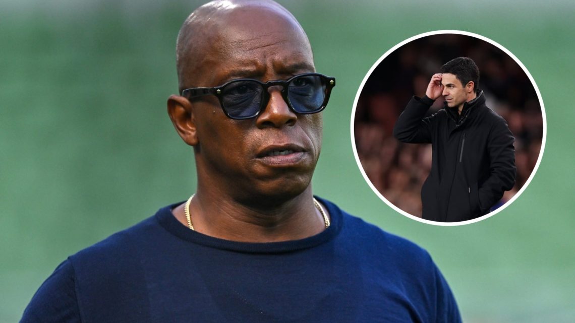 Ian Wright at the UEFA Nations League match between Republic of Ireland and England with an inset of Mikel Arteta during the Premier League match b...