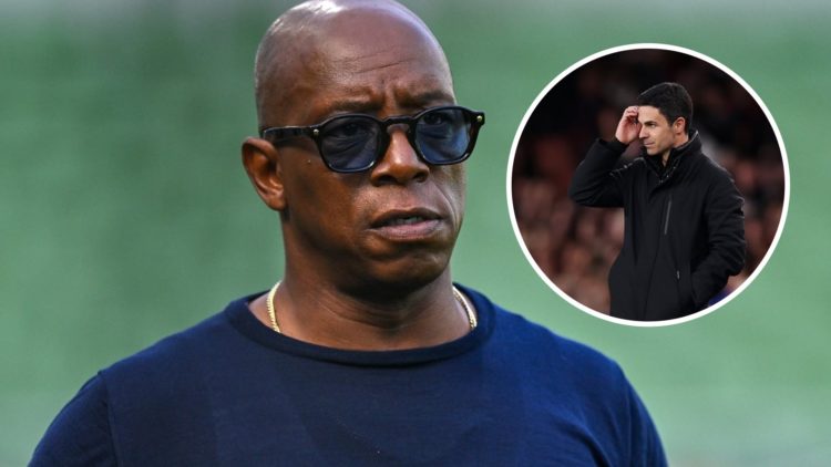 Ian Wright at the UEFA Nations League match between Republic of Ireland and England with an inset of Mikel Arteta during the Premier League match b...