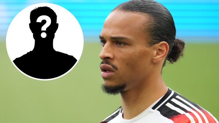 Leroy Sané of Germany looks on during the UEFA EURO 2024 quarter-final match between Spain and Germany at Stuttgart Arena, with mystery player inset.