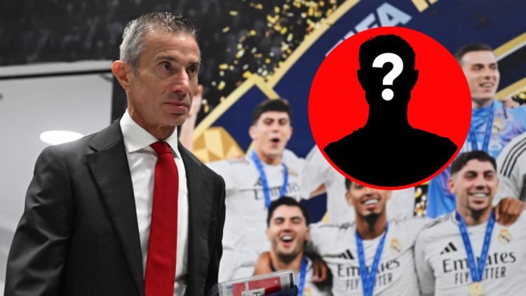 An image featuring Arsenal sporting director Andrea Berta and a mystery player