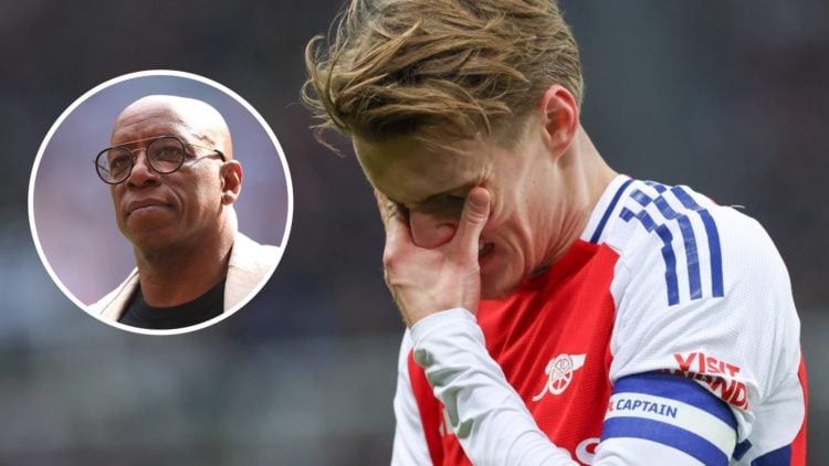 Martin Odegaard during the Carabao Cup Semi Final Second Leg match between Newcastle United and Arsenal with inset of Ian Wright during the Emirate...