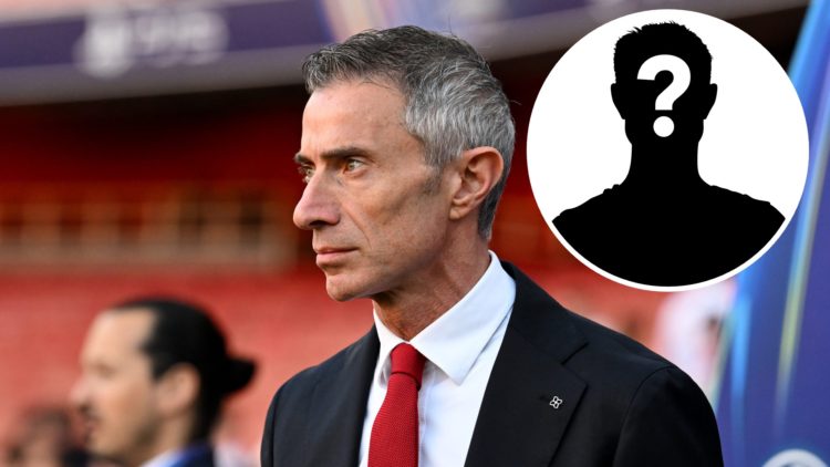 Andrea Berta, Sporting Director of Arsenal, looks on prior to the UEFA Champions League 2024/25 Semi Final First Leg match between Arsenal FC and P...