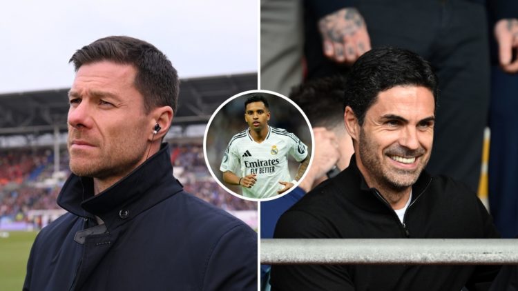 Split Image of Xabi Alonso, Head Coach of Bayer 04 Leverkusen, speaks to the media prior to the Bundesliga match between Holstein Kiel and Bayer 04...