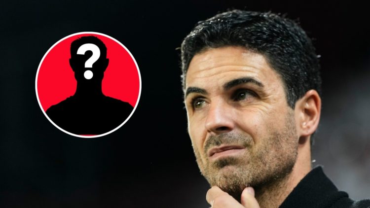Image of Mikel Arteta head coach of Arsenal during the UEFA Champions League match between Sevilla FC and Arsenal, Inset of a mystery player