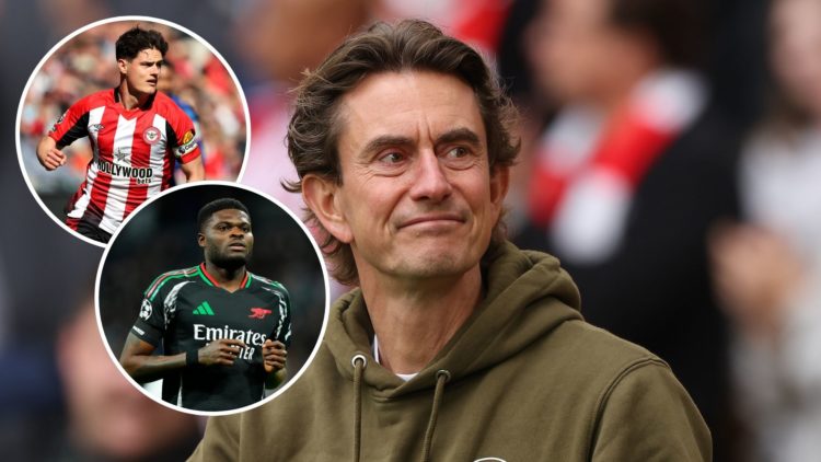 Image of Thomas Frank, the Brentford manager looks on during the Premier League match between Wolverhampton Wanderers FC and Brentford, insets of C...
