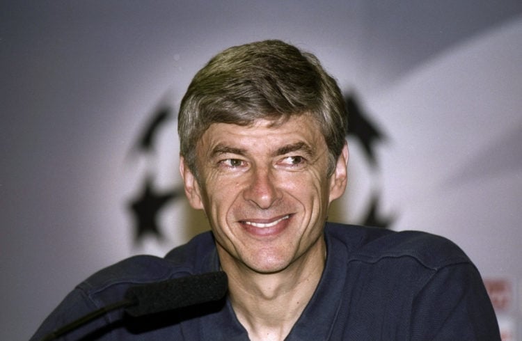 29 Sep 1999:  Arsenal manager Arsene Wenger looks pleased with his teams performance after the Barcelona v Arsenal UEFA Champions League Group B ma...