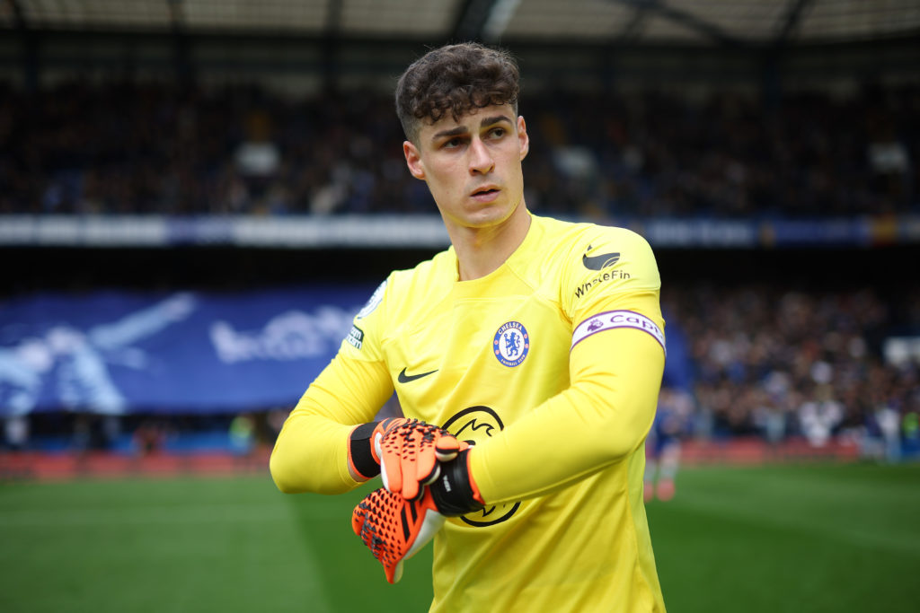 Kepa Arrizabalaga looking on before a game between Chelsea and Brighton