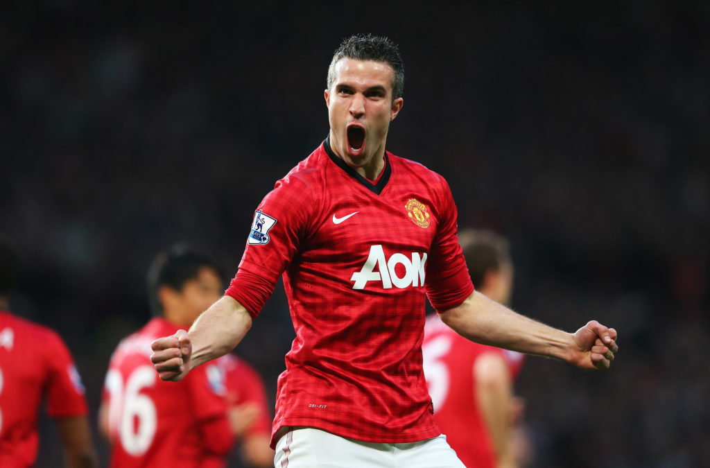 Robin van Persie celebrates for Manchester United