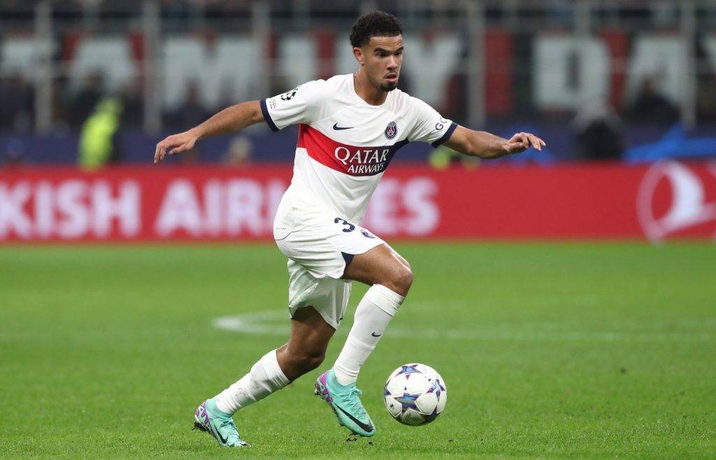 Warren Zaire-Emery in action during AC Milan v Paris Saint-Germain in the UEFA Champions League 2023/24 clash.