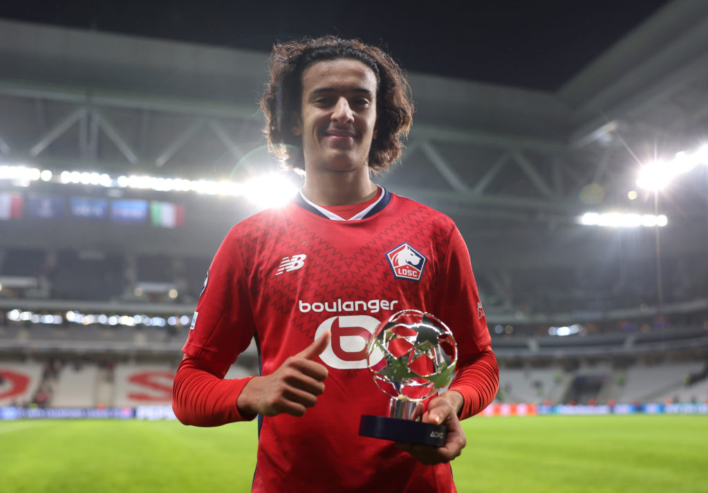 Ayyoub Bouaddi poses for a photo after LOSC Lille v Juventus in the UEFA Champions League 2024/25 clash.
